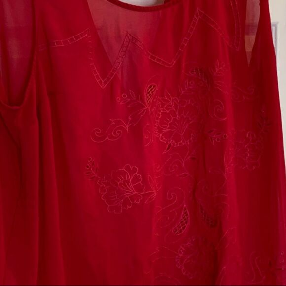 Torrid Chiffon Double Layer Tank Floral Embroidered Size 3X Pink - Picture 5 of 10